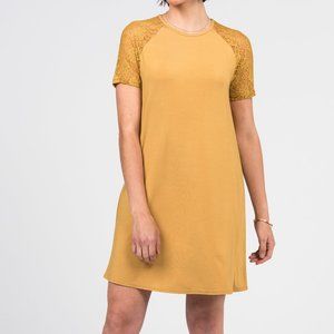Agnes & Dora Lace Raglan Dress in Gold NWT